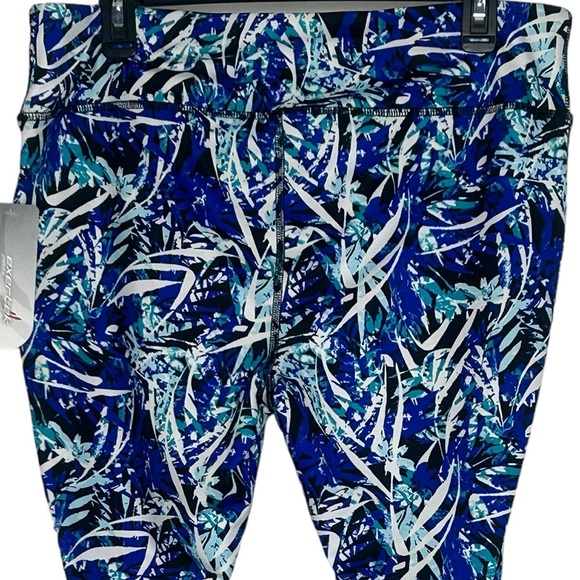 Exertek Leggings Cropped Petite XL Blue White Patterned Stretch NEW - Picture 9 of 16